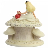 Alice sur champignon - scénette résine woodland by jim shore (whimsy and wonder) 18cm