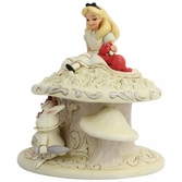 Alice sur champignon - scénette résine woodland by jim shore (whimsy and wonder) 18cm