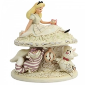 Alice sur champignon - scénette résine woodland by jim shore (whimsy and wonder) 18cm
