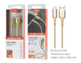 Câble en aluminium micro usb - 1m 2a - bt753 or