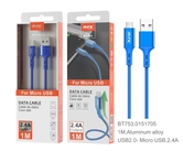 Câble en aluminium micro usb - 1m 2a - bt753 bleu