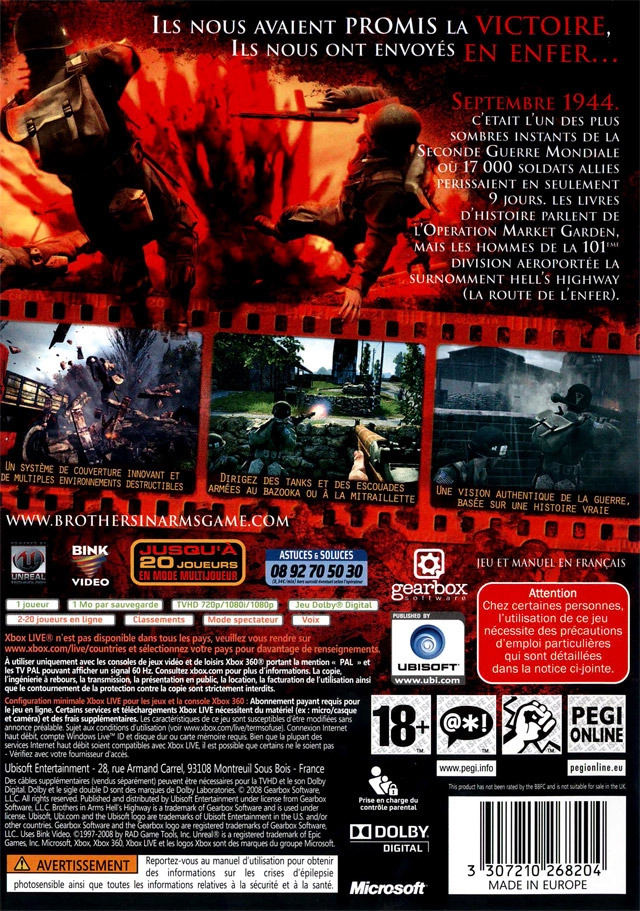 Brothers In Arms Hell's Highway XBOX 360