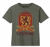 Harry potter - t-shirt kaki blason de gryffondor - garçon 10 ans