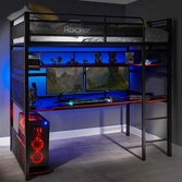 X rocker - battlebunk gaming bed with integrated xl gaming desk