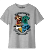 Harry potter - t-shirt gris chiné blason poudlard - garçon 8 ans