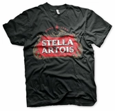 Beer - stella artois washed logo - t-shirt (l)