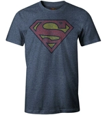 Dc comics - superman vintage grunge logo denim t-shirt s