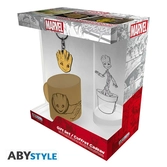 Marvel - coffret cadeau verre 290ml, porte-clef pvc et mini mug groot