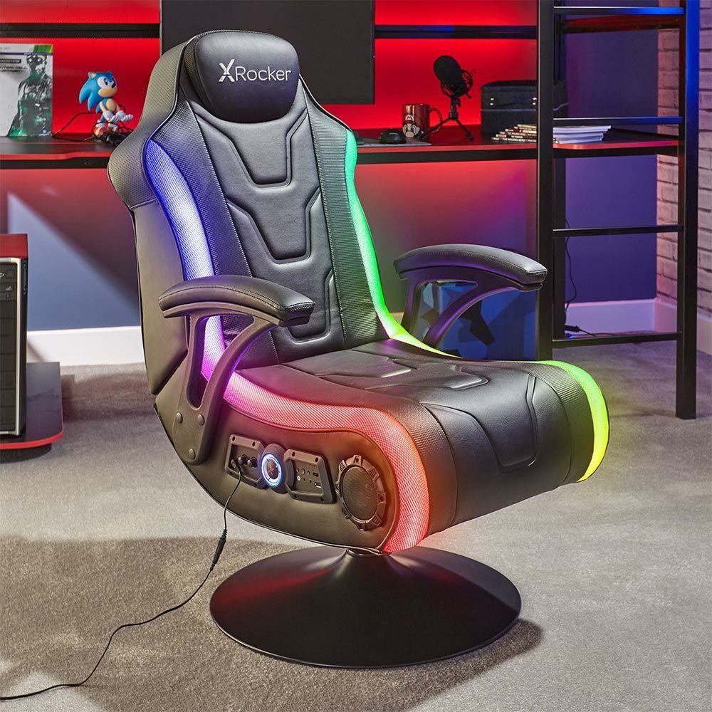 Chaise Gaming avec lumière LED et Bluetooth Fauteuil Gamer avec