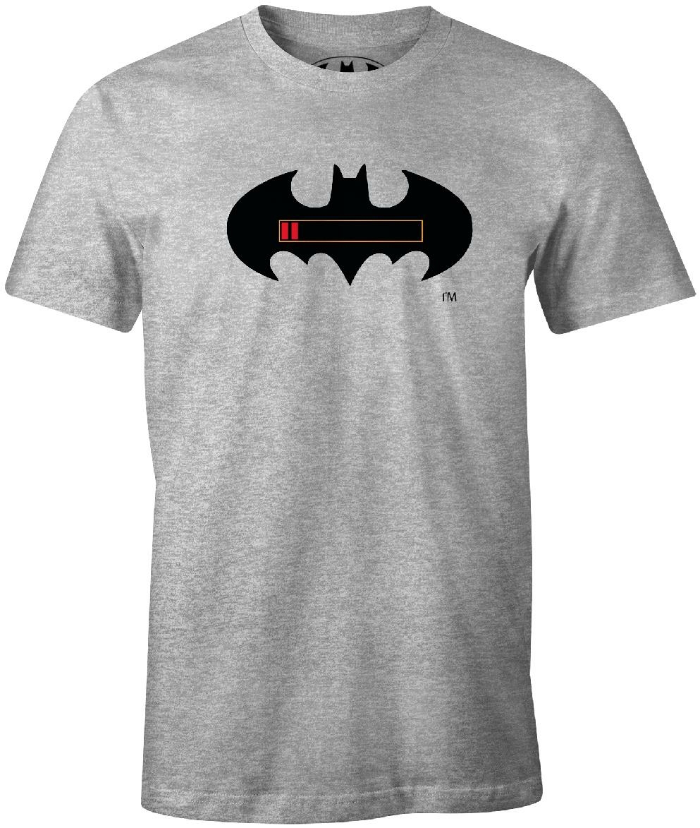 Dc comics - t-shirt gris batman batterie à plat - l : Référence Gaming