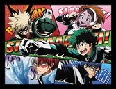 My hero academia - comic action - impression encadrée 30x40cm