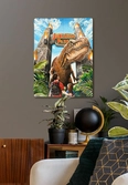 Jurassic park tableau en bois woodarts 3d rex attack 30 x 40 cm