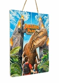 Jurassic park tableau en bois woodarts 3d rex attack 30 x 40 cm