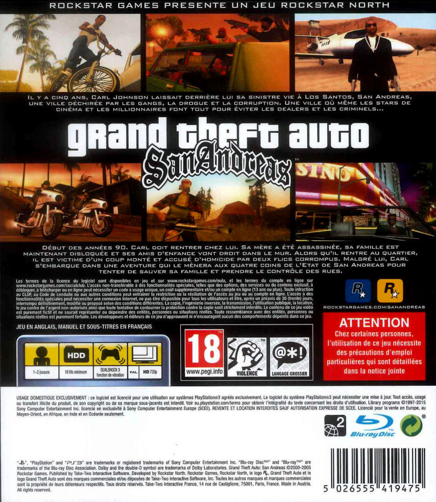 GTA San Andreas - PS3 - Acheter vendre sur Référence Gaming