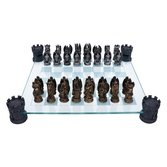 Kingdom of the dragon - jeu d'échecs avec coins décorés de tours 43cm