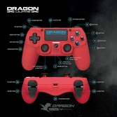 Dragonwar - manette sans fil dragon shock 4 rouge pour ps4, pc et mobile