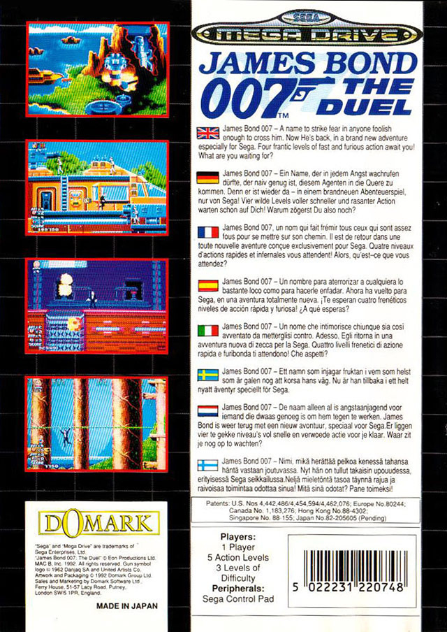 James Bond The Duel 007 Megadrive Reference Gaming
