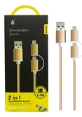 Cable double micro usb + iphone 5/6/7/8/x, 1 mètre or au405