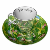 Rick & morty - portal - tasse à café miroir et soucoupe