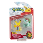 Pokémon pack 2 figurines battle figure pack edition de noël : pikachu & bulbizarre 5 cm