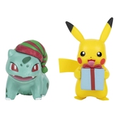 Pokémon pack 2 figurines battle figure pack edition de noël : pikachu & bulbizarre 5 cm