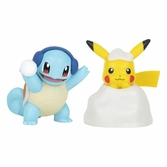 Pokémon pack 2 figurines battle figure pack edition de noël : pikachu & carapuce 5 cm