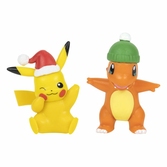 Pokémon pack 2 figurines battle figure pack edition de noël : pikachu & salamèche 5 cm