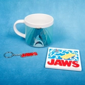 Les dents de la mer set mug, sous-verre et porte-clés be aware