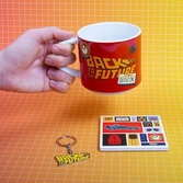 Retour vers le futur set mug, sous-verre et porte-clés out a time