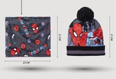 Spiderman - set bonnet pompon + gants + tour de cou - 3pc enfant