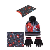 Spiderman - set bonnet pompon + gants + tour de cou - 3pc enfant