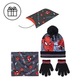 Spiderman - set bonnet pompon + gants + tour de cou - 3pc enfant