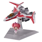 Macross delta véhicule avec figurine tiny session vf-31c siegfried (mirage farina jenius use) with makina nakajima 10 cm