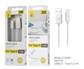 Câble usb type c- 2a- 3m blanc b2522