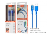 Câble en aluminium pour iphone- 1m 2a - bt758 bleu