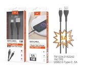Câble de charge type c - tb1224 5a 1m - noir