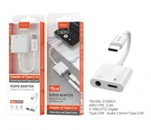 Adaptateur 2 en 1 - type c - audio 3,5mm -15cm - tb1283 - blanc