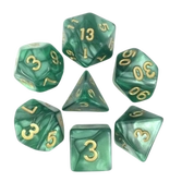 Hdp-14 lot de 7 dés – vert nacré et or