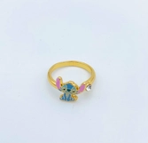 Stitch - bague ajustable - laiton plaqué