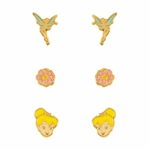 Fee clochette - 3 paires de clous d'oreilles - laiton plaqué