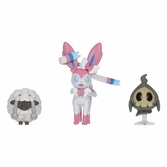 Pokémon figurine select battle skelénox, moumouton, nymphali 7,5 cm