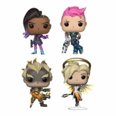 Overwatch pack 4 figurines pop! games vinyl sombra / zarya / junkrat / mercy (glow) 9 cm