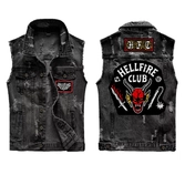 Stranger things - hellfire club (denim sleeveless jacket) jet black