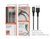 Câble en aluminium pour iphone  - 1m 2a - bt758 noir