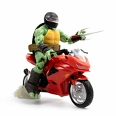 Tortues ninja figurine et véhicule bst axn raphael avec moto (idw comics) 13 cm