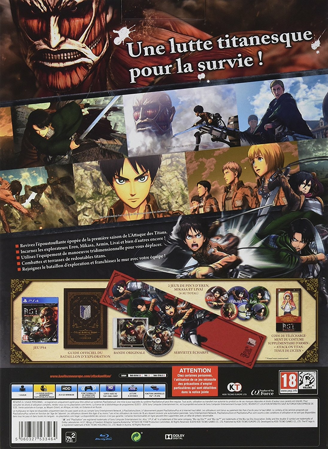 L Attaque Des Titans Edition Limitée L'Attaque Des Titans Wings Of Freedom Treasure Box Collector - PS4