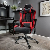 X rocker - chaise de jeu esport siena avec réglage confortable et finition en tissu noire/rouge