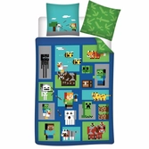 Minecraft - housse de couette en 100% coton personnages (140x200cm + 65x65cm)