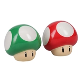 Nintendo - super mario - salière et poivrière en céramique champignons
