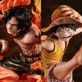 One piece statuette pvc p.o.p. neo-maximum luffy & ace bond between brothers 20th limited ver. 25 cm